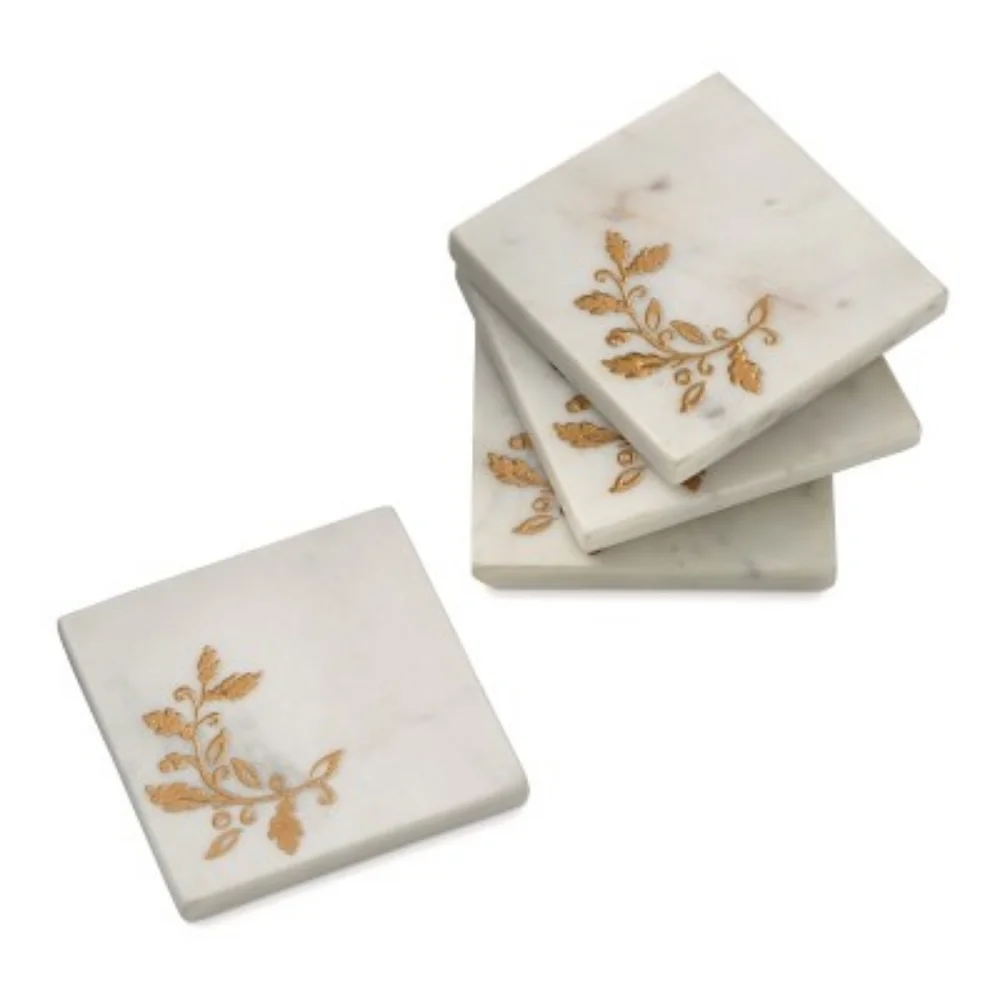 EUC Marble Coasters with Brass Inaly